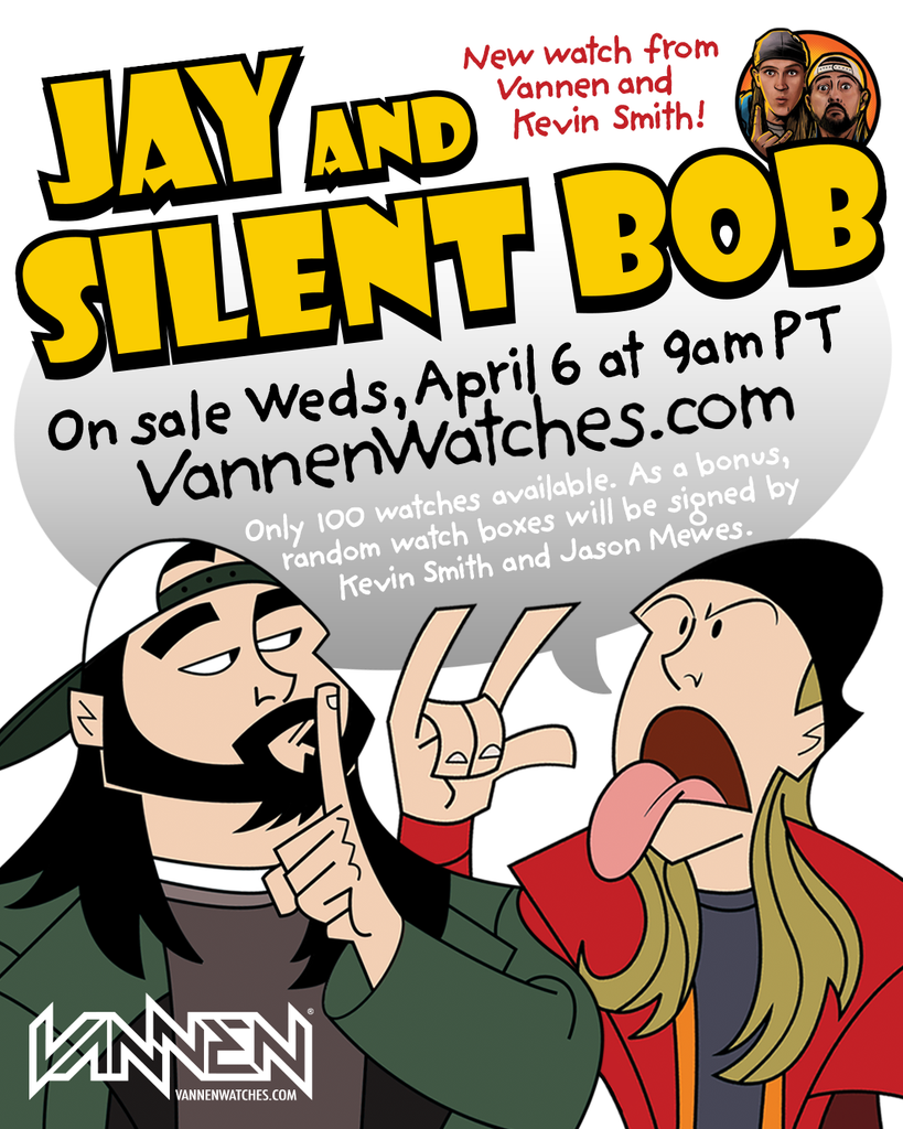 Limited edition Jay and Silent Bob x Vannen watch on sale Wednesday, April 6 at Vannenwatches.com