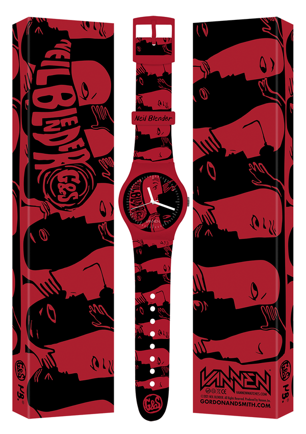 Limited edition Neil Blender "Faces" red Vannen artist watch Vannen, Inc.