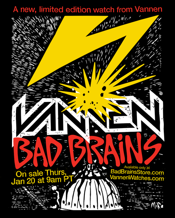 Coming soon: Bad Brains x Vannen watch on sale Thursday, January 20th at 9am PT at VannenWatches.com