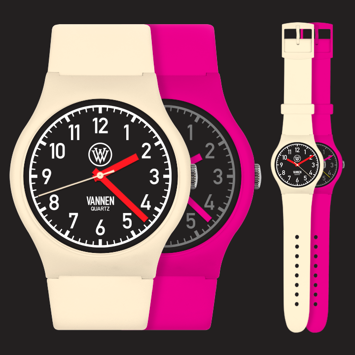 Matte Beige and Pink Vannen Prototype Watches