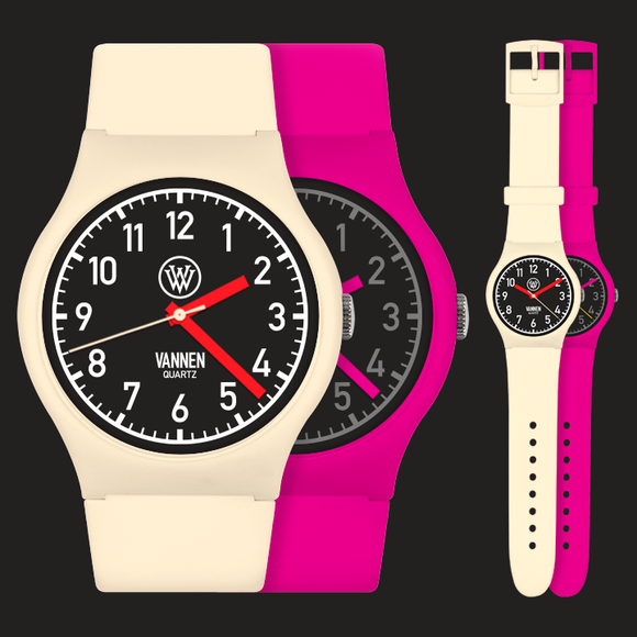 Limited Edition Matte Beige and Pink Vannen Quartz Prototype Watches