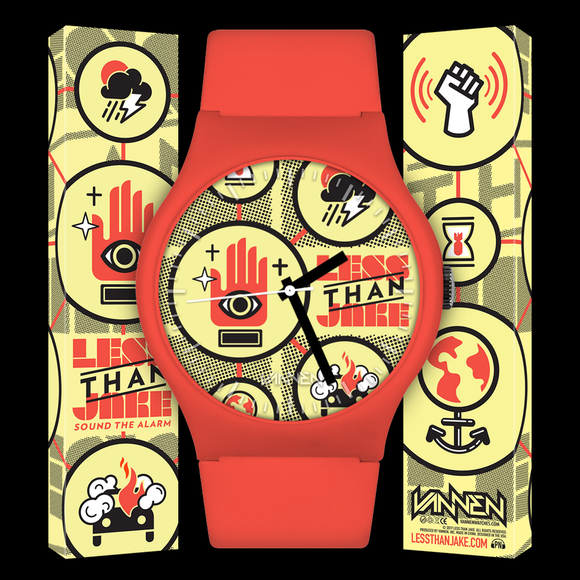 Less Than Jake limited edition "Sound The Alarm" red variant Vannen Artist Watch now available for purchase.