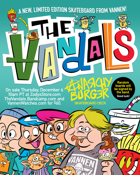 The Vandals "Anarchy Burger" Limited Edition Skateboard Deck Available for Purchase on Thursday, December 6 @ 10AM PT
