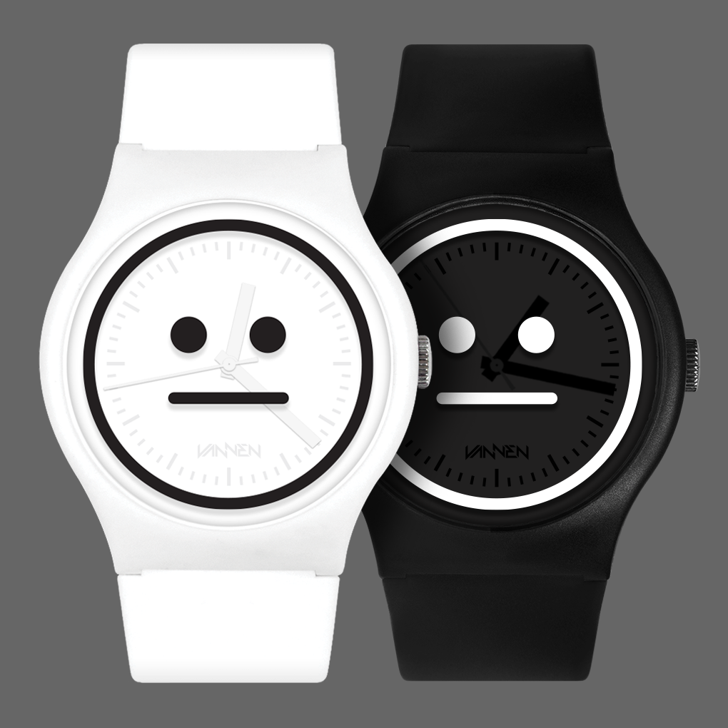 Not So Smiley white and black watches from Vannen and Kevin Smith