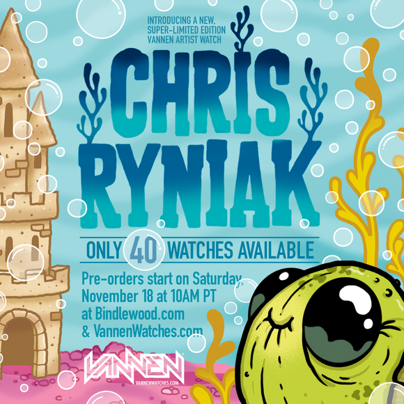 Chris Ryniak limited edition Vannen Artist Watch on sale Saturday, November 18 at 10AM Pacific Time.