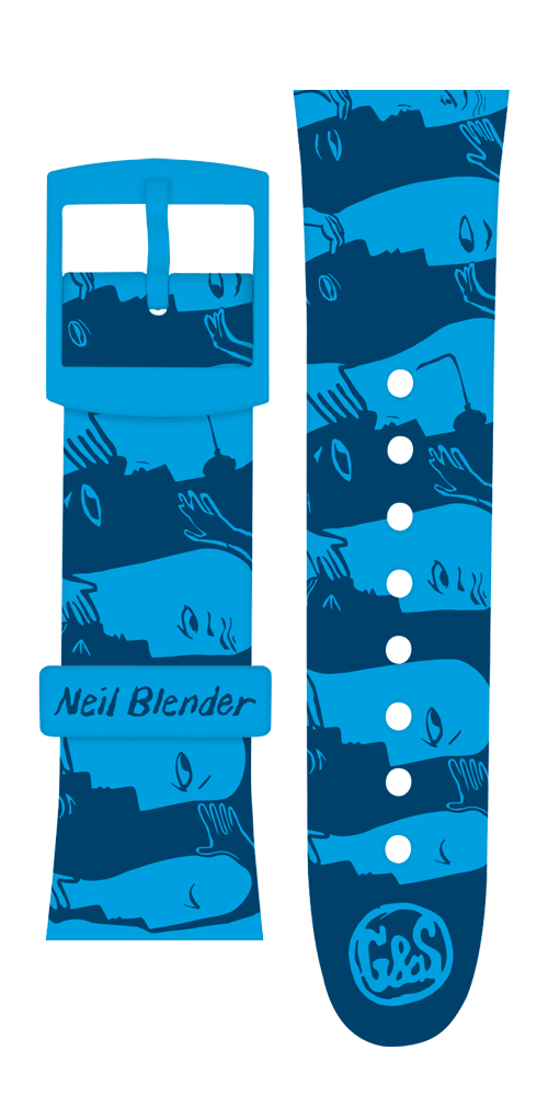 Neil Blender x Vannen blue "Faces" strap set