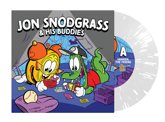 Jon Snodgrass & His Buddies 7inch front cover with clear vinyl with white splatter
