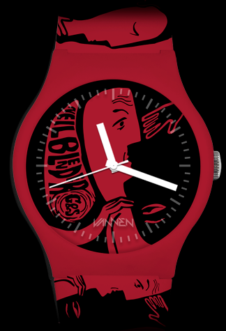 Limited edition Neil Blender red "Faces" Vannen watch