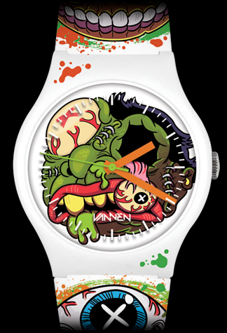 Limited edition Slobulus watch and packaging from Madballs x Vannen